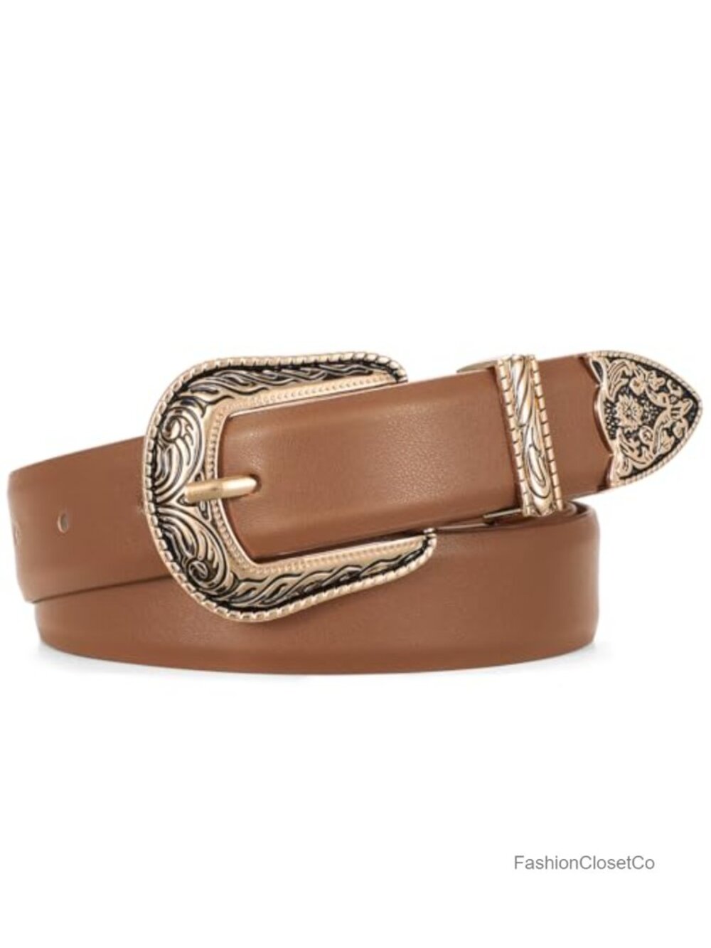Western Faux Leather Belt Adjustable Metal Buckle Jeans Dresses